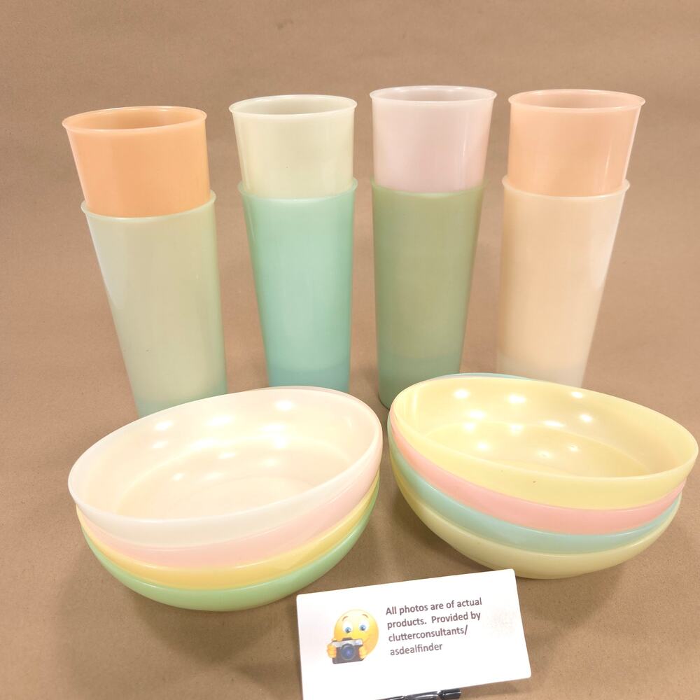 VIntage Tupperware Bundle #155 Cereal Bowls #107 16oz Tumblers Pasatel Colors